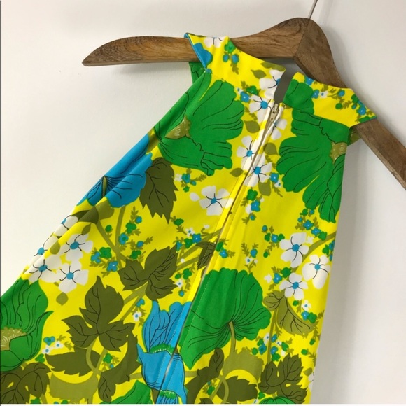 VINTAGE 60’s Retro Psychedelic Floral Maxi Dress - Picture 15 of 16